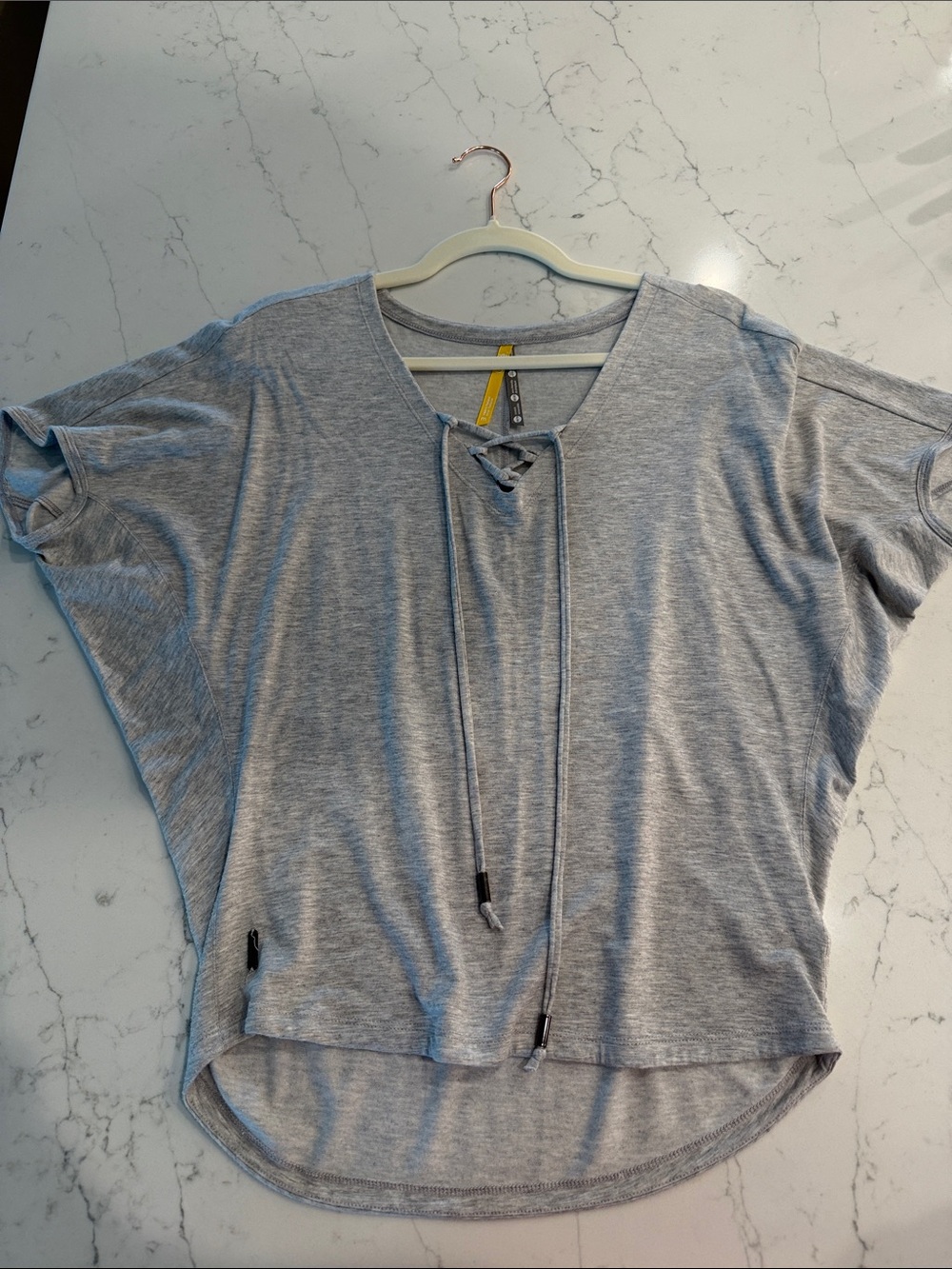 Lightweight Gray Lace-Up Women's Top